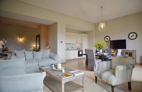 San Casciano dei Bagni Apartment | 1600 square feet, 2 bedrooms, 2 bathrooms, kitchen living & terrace with view