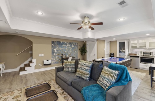 Canton Apartment | 2 King Beds, Outdoor Fireplace and Air Hockey