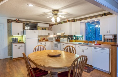 Otto House | 2-story waterfront home with mountain & creek views, decks, grill, fireplace, AC