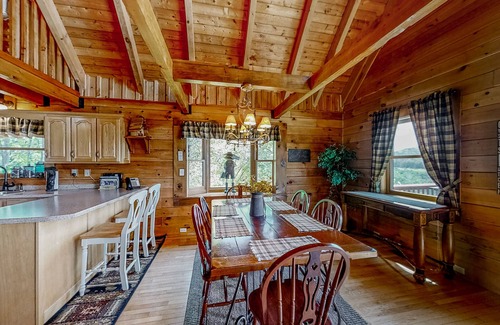 New Tazewell Cabin | 3-story lakefront rustic cabin w/pool table, private hot tub, gas fireplace, A/C