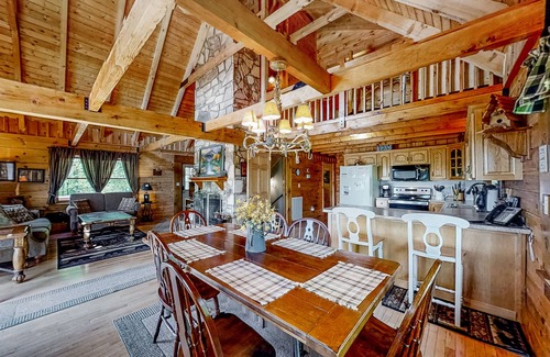 New Tazewell Cabin | 3-story lakefront rustic cabin w/pool table, private hot tub, gas fireplace, A/C