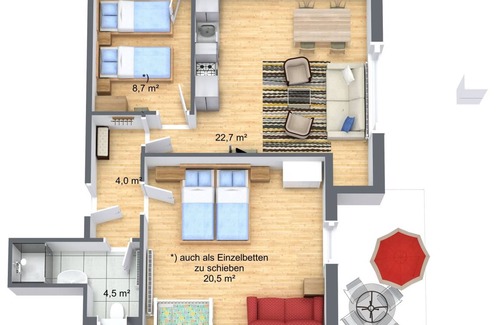 Kempenfeldrom Apartment | 60 m² Apartment ∙ 2 bedrooms ∙ 4 guests