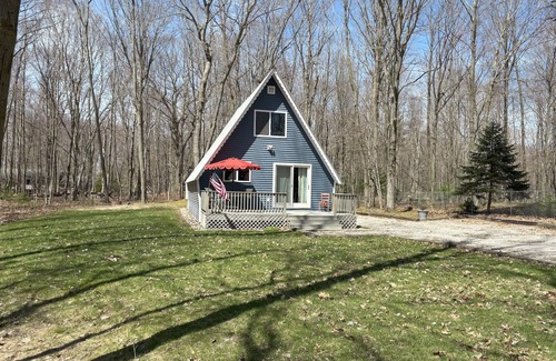 Ludington Cabin | A-Frame Cabin: Near Hamlin Lake, Pet Friendly, Trailer Parking
