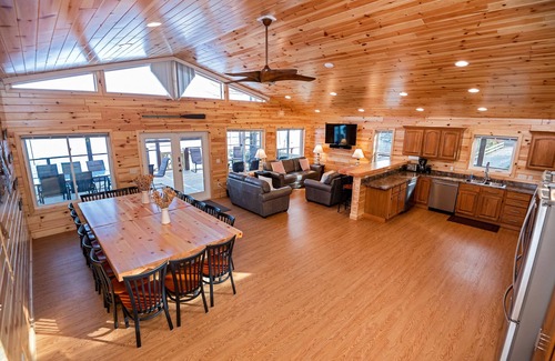Cassopolis House | Accessible Blue Spruce Lodge: 340 ft of Lake Frontage, 80-ft wide Sandy Beach!