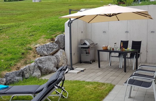 Alberschwende Apartment | Apartment Tannenglück - fantastic panoramic view from your own terrace