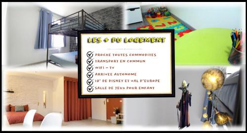 Chanteloup-en-Brie Apartment | Appartement avec salle de jeux privée,10min de disney transport en commun 6 couchages
