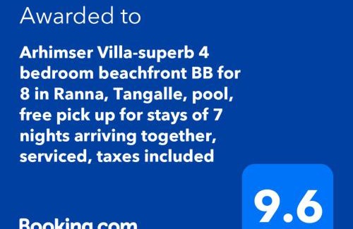 Kahandamodara House | Arhimser Villa-superb 4 bedroom beachfront for 8 in Ranna, Tangalle, HB, pool, free pick up for entire villa 7 night stays arriving together, serviced, taxes included