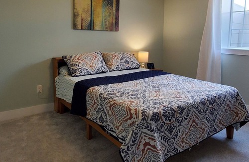 Williston North Condo | Basement Space with bedroom, living room, movie theatre and gym.