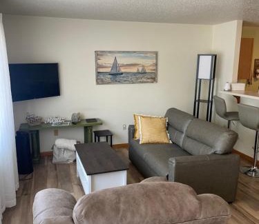 Downtown Kenosha Apartment | Beach Lake Michigan King Bed Pet Friendly