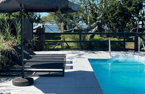 Orient House | Beachfront Heated Pool Hot Tub Orient Village Modern Dream Home
