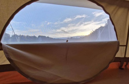 Mount Hawke RV Rental | Bell tent with separate own kitchen