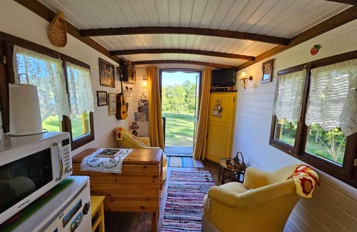 Sigalens Cabin | Belle des Prés" caravan, Nordic bath and shared pool.