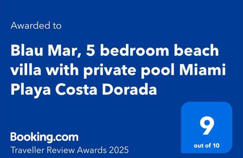 Miami Platja Villa | Blau Mar, 5 bedroom beach villa with private pool Miami Playa Costa Dorada 100m from the beach