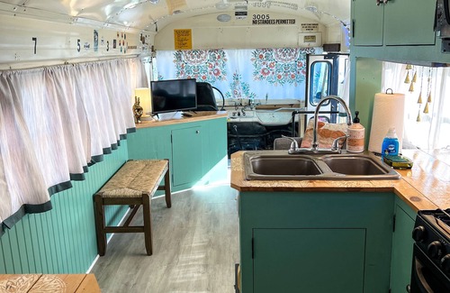 Greenville House | Blue Bird Bus at the Saluda River