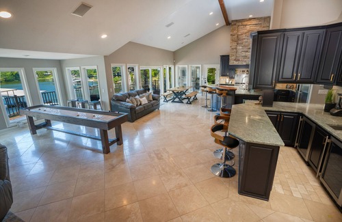 Sunrise Beach House | CALM, PEACEFUL COVE! Lakefront Oasis w/guest house + no stairs to huge dock!