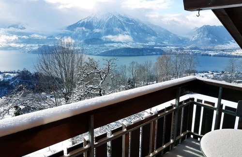 Aeschlen ob Gunten Ski Chalet | Chalet Xanadu with Alps & Lake View