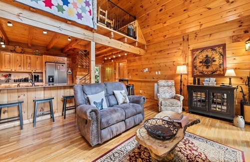 Maggie Valley Cabin | Charming 2 BR Log Home Super Views Paved Access Gravel Drive Hot Tub, & WIFI