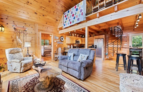 Maggie Valley Cabin | Charming 2 BR Log Home Super Views Paved Access Gravel Drive Hot Tub, & WIFI