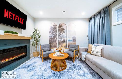 Southwest Edmonton Apartment | Chic Retreat with Hot Tub - King Bed - Fireplace - WEM