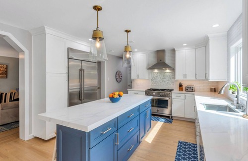 Sag Harbor House | Coastal-style home with open-floor plan, ample natural light, blocks away.