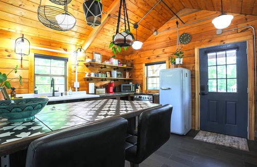 Lupton City Cabin | Colorful Log Cabin w Private Trails and Firepits