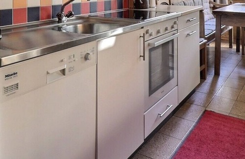 Grimentz Apartment | Comfortable flat on 2 levels for 6 people, living room with wood-burner, kitchen area with dishwashe