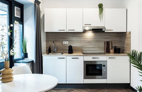 Tilburg Apartment | Contemporary studio featuring a private kitchen, bathroom, and two balconies