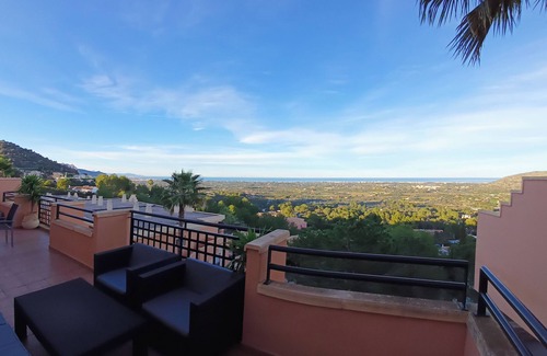 Pedreguer Apartment | Cosy apartment pool sea view, golf (4P)