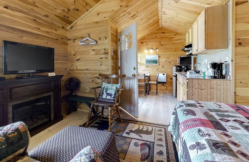 Thornton Apartment | Cozy, mountain-view cabin with fireplace, firepit, porch, WiFi & pool