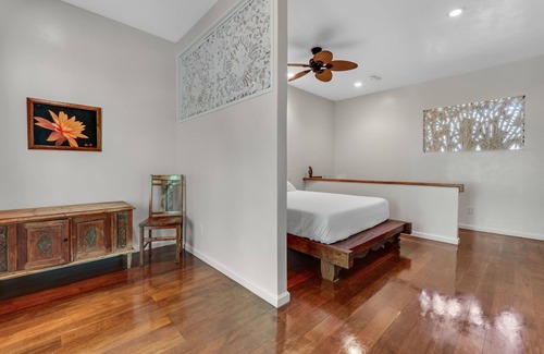 Honokaa House | Cozy Ohana suite with private patio, deck, & tropical garden setting