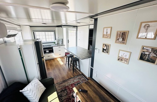 Pecos Apartment | Cozy, Private 2 bedroom BoxHouse in Pecos: Queen bed with Twin over Full Bunk Be