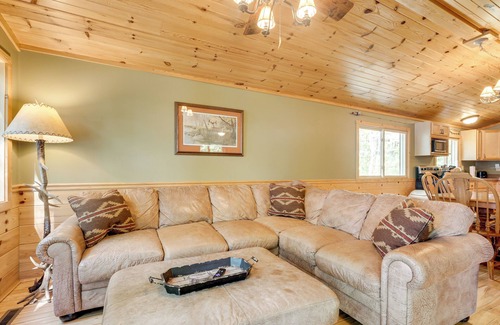 Lac du Flambeau House | Dock + Fire Pit: ‘Sweet Serenity’ on Amber Lake