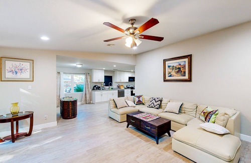 Houston House | Dog-friendly home with large yard, firepit, home office, fireplace, & AC