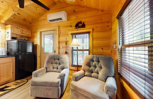 Otto Cabin | Dog-friendly riverfront cabin with mtn & river views, firepit, grill, patio, W/D
