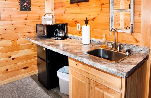 Flintstone Ski Chalet | Double cabin with 2 queen beds, 1 king bed, common porch and each unit has a private entrance and bath.