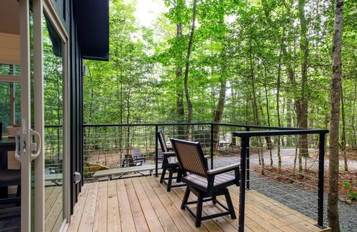 Balsam Grove Cabin | Family Bunk Glamping Cabin - Bed & Bear