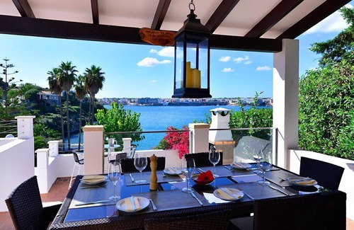 Cala Llonga Villa | Fantastic seafront villa- stunning sea views, steps to beach, private pool, bar.