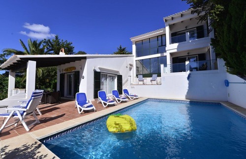 Cala Llonga Villa | Fantastic seafront villa- stunning sea views, steps to beach, private pool, bar.