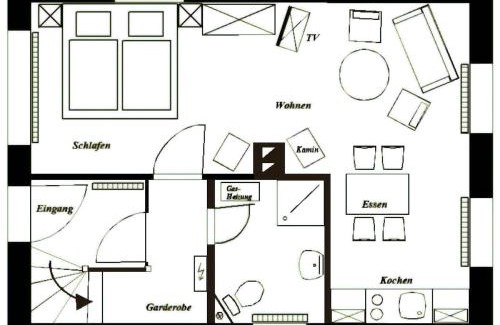 Benneckenstein Apartment | Gemütliche Einraumwohnung Im Erdgeschoss Mit Doppelbett Und Kaminofen