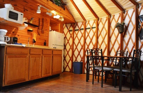 Elkins Cabin | GLAMPING YURT. Sleeps 4, HOT TUB, Pellet Stove