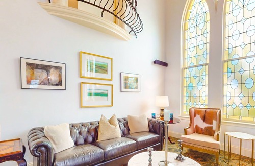 Sandwich House | Historic landmark with renovations, stained glass, game room, & gourmet kitchen