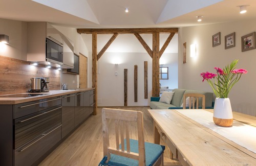 Parcines Apartment | Historic yet Modern Apartment with Terrace, Views, Wi-Fi, Parking and Pets Allowed