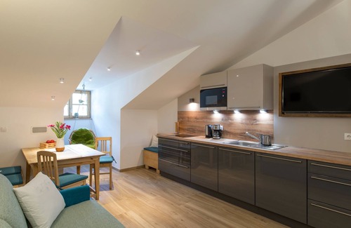Parcines Apartment | Historic yet Modern Apartment with Terrace, Views, Wi-Fi, Parking and Pets Allowed
