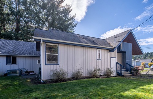 Belfair Cabin | Hood canal view dog friendly A frame cabin with beach, fire pit, fast internet