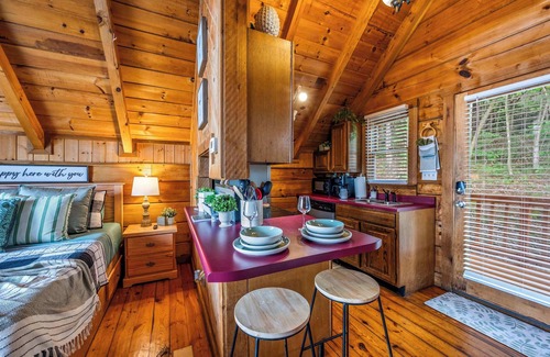 Gatlinburg - Pigeon Forge Cabin | Hot Tub! Cute Studio Cabin! Views! Private! Relax!