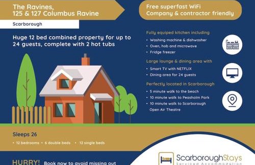 Scarborough House | HUGE 12 Bedroom sleep 24 luxury with 2 HOT TUBS