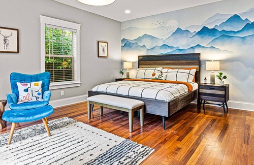 Fletcher House | Huge Asheville home with movie theater, fire pit, hot tub, game room!