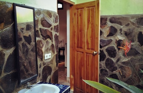 Tukad Mungga Bed & Breakfast | Huge room with open bathroom overlooking rice fields