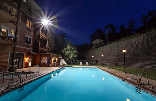 Hunter Condo | Hunter Mountain 1BR Condo | Fireplace & Kitchen