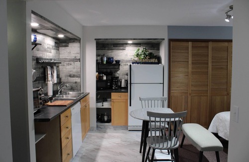 Hinton Apartment | Kitchenette Suite with King & Queen beds, Quiet Forest views from patio with BBQ